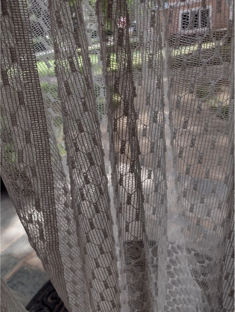 Curtains Vintage 60s Sheer Honeycomb Chenille Texture 39x78 Rod Pocket Pair